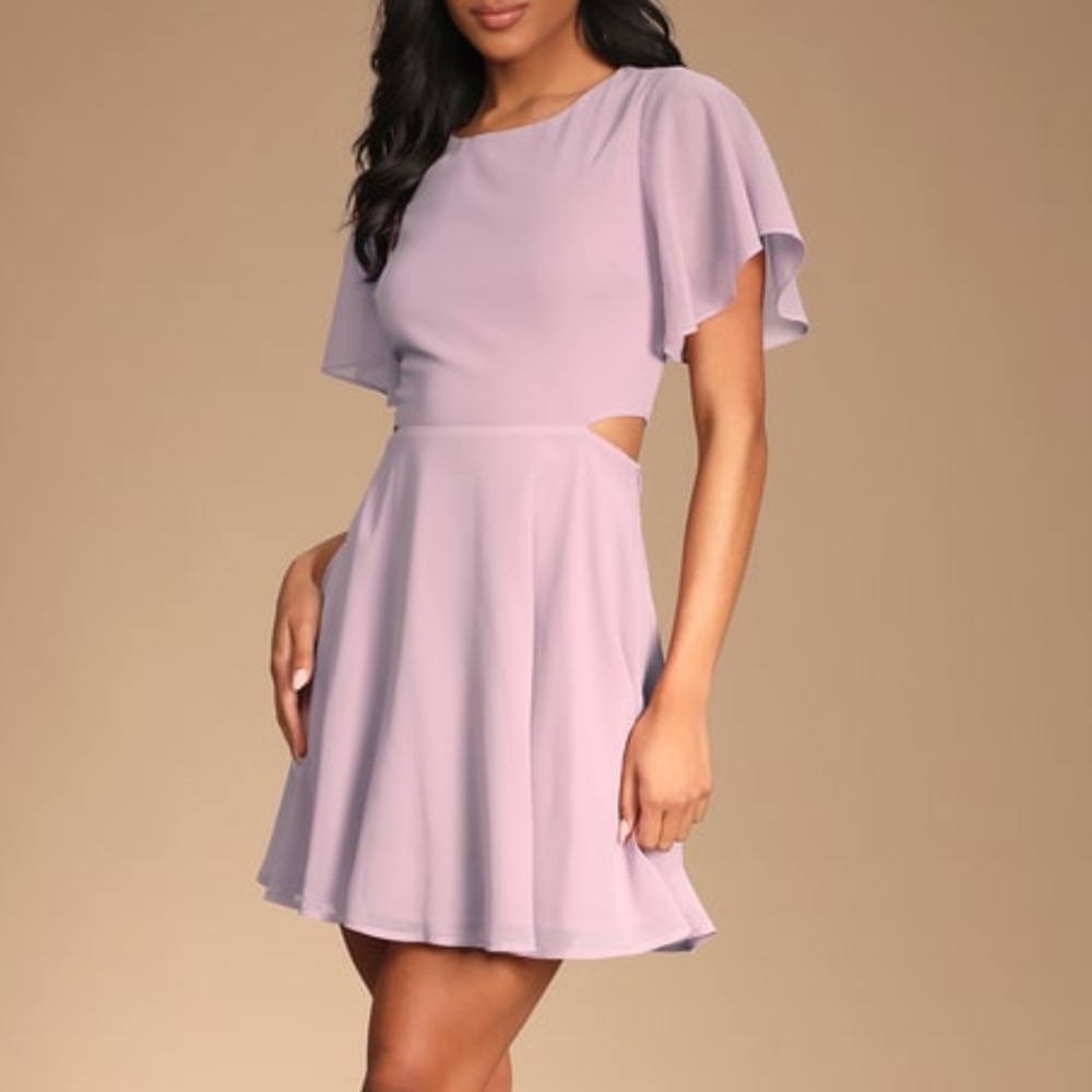 Blissful Love Lilac Cutout Mini Skater Dress